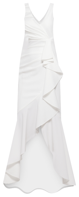 Petite Ruffled High-Low Mermaid Gown