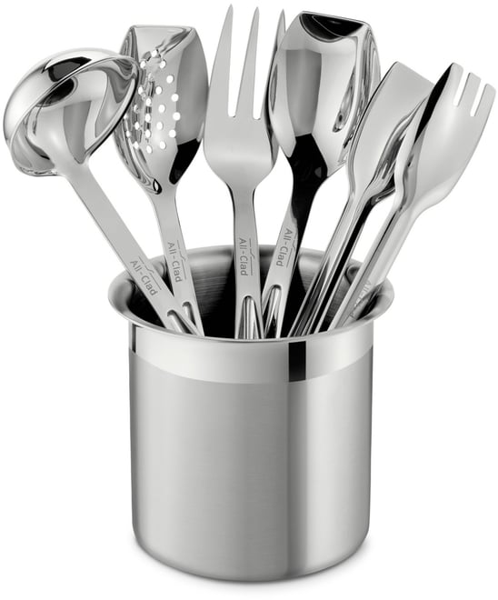 Stainless Steel Cook and Serve Kitchen Utensil Crock Set, 6 Piece