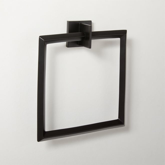 Blaine Modern Matte Black Towel Ring + Reviews | CB2