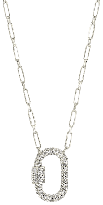 Padlock Pendant Necklace Paved With CZ