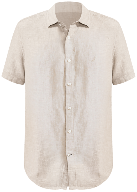 Men's Classic-Fit Solid Linen Short-Sleeve Shirt