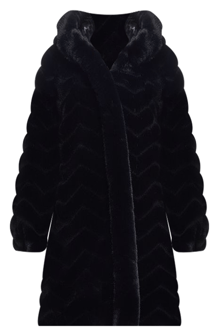 Women s Gallery Hooded Faux Fur Walker Jacket