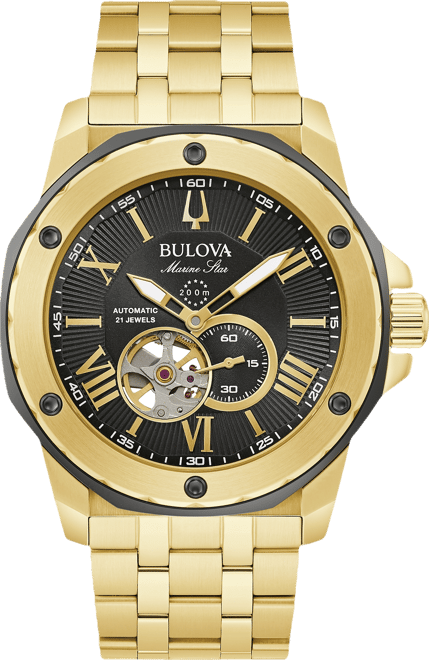 Men's Automatic Marine Star Gold-Tone Stainless Steel Bracelet Watch 45mm