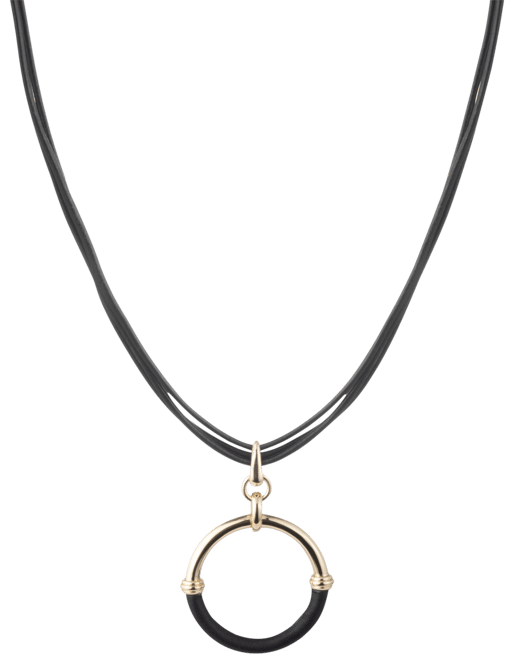 Gold-Tone & Leather Ring Triple-Cord Pendant Necklace, 16" + 3" extender