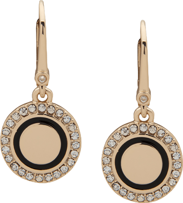 Gold-Tone Pave & Colored Circle Drop Earrings