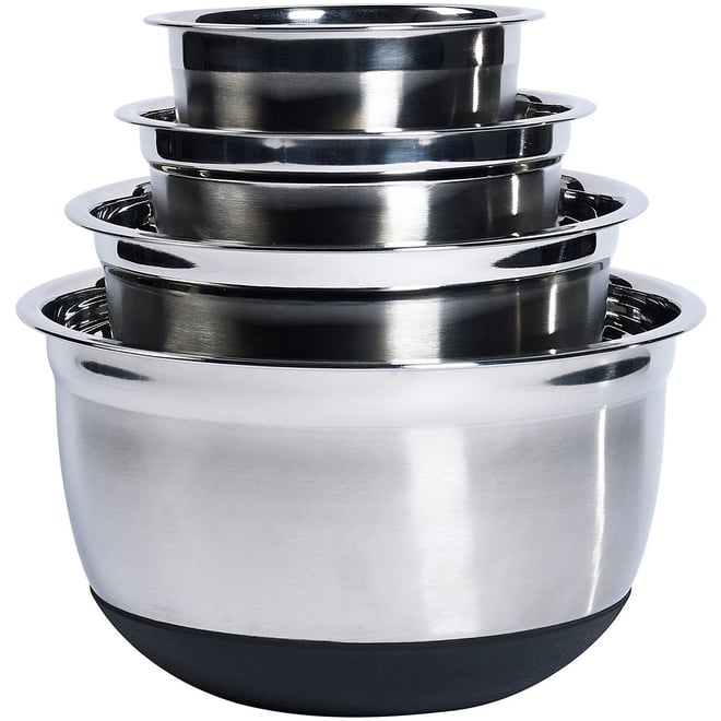 Choice Stainless Steel Standard Mixing Bowl Set with Silicone Bottom - XL -  3/Set