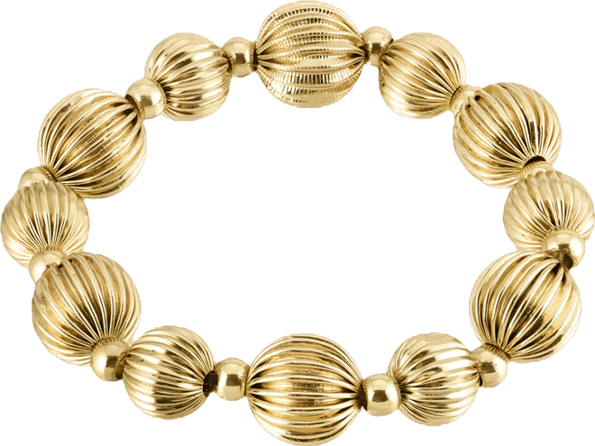 Gold-Tone Round Beaded Stretch Bracelet