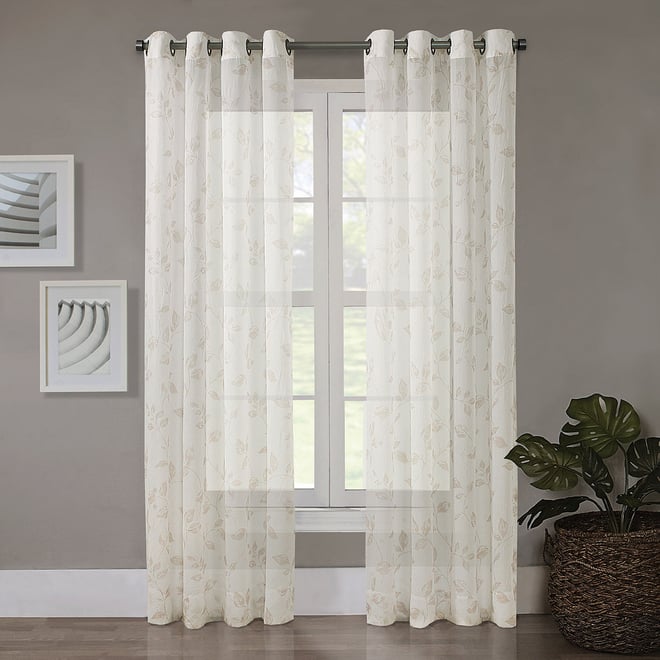 Regal Home Crushed Voile Leaves Print Sheer Grommet Top Single Curtain  Panel, Color: Ivory Linen - JCPenney