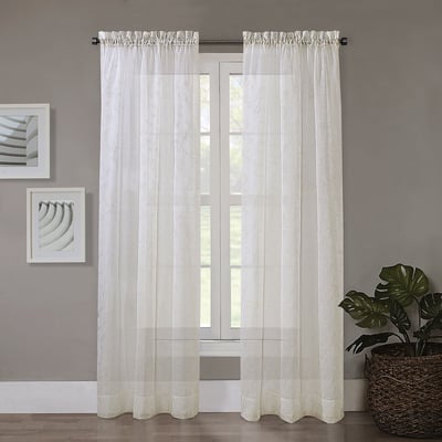 Embroidered Panel Voile Curtain 