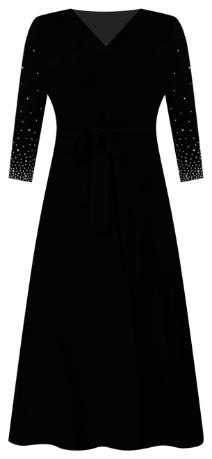 V-Neck Beaded Midi Dress