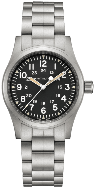 Men's Swiss Mechanical Khaki Field Stainless Steel Bracelet Watch 38mm