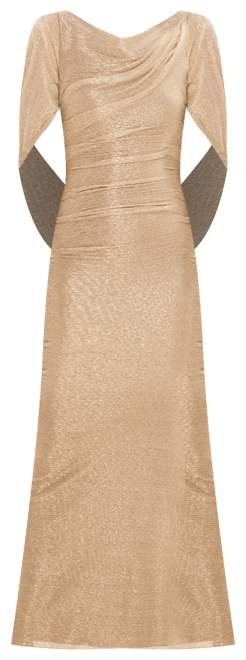 Petite Metallic Cape Gown