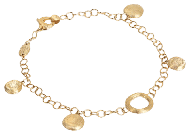 18K Gold Layered Textured Link Charm Bracelet