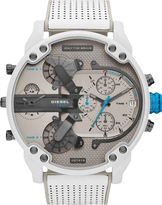 Men's Chronograph Mr. Daddy 2.0 White Leather Strap Watch 57mm