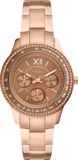 Women's Sport Multifunction Rose Gold Tone Stainless Steel Bracelet Watch 37mm