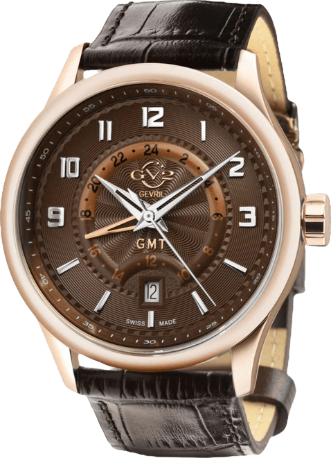 Men's Giromondo Swiss Quartz Brown Leather Strap Watch 42mm