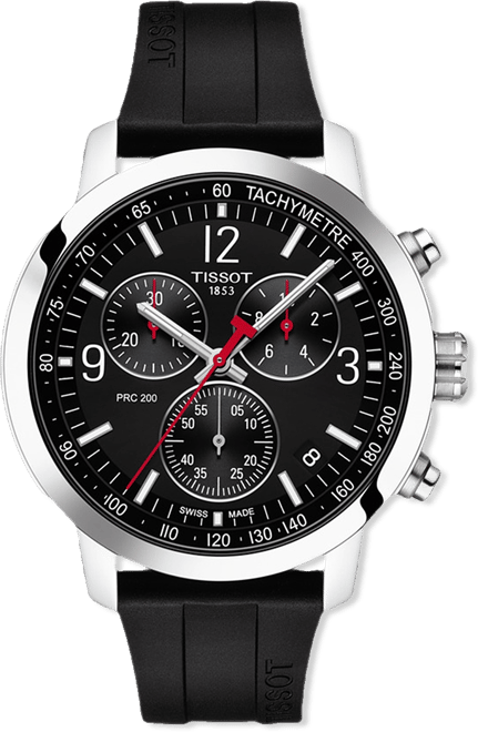 Men's Swiss Chronograph Prc 200 Black Rubber Strap Watch 43mm