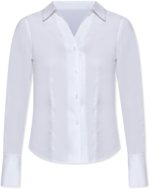 Petite Cotton Collared Button-Down Blouse