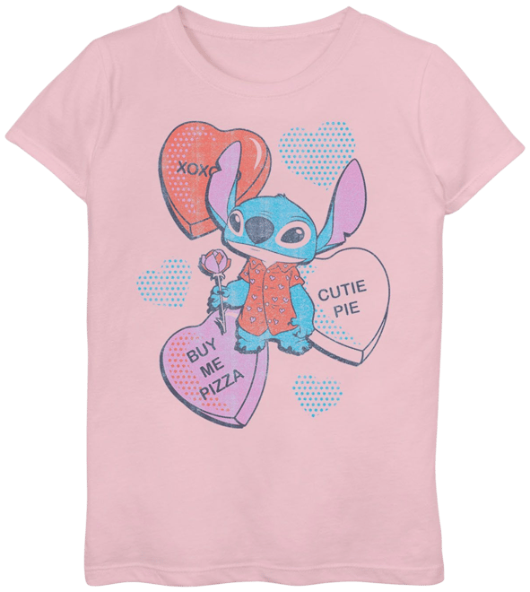 Disney Girl's Lilo & Stitch Valentine's Day Kisses Child T-Shirt - Macy's