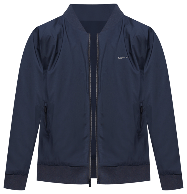 Men's Logo-Print Matte Bomber Jacket