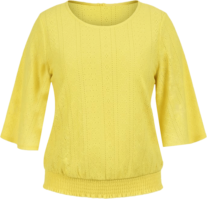 Plus Size Smocked Hem Knit Eyelet Top