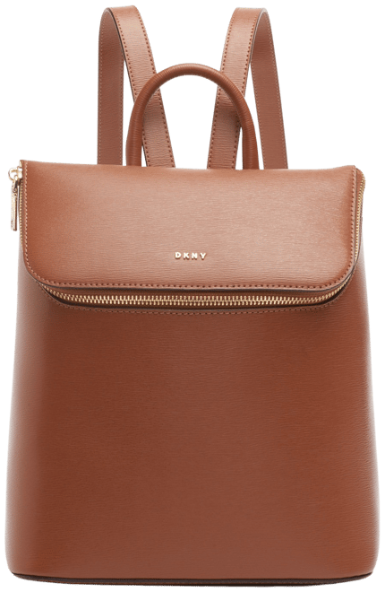 DKNY Bryant Mini Backpack Crossbody In Brown Logo Brown Coated