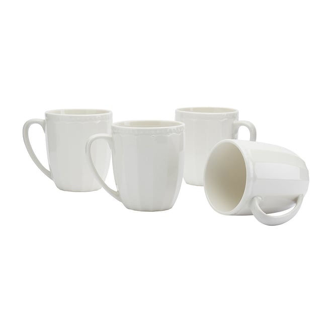 Elama Madeline 12 Piece Porcelain Mug Set in White
