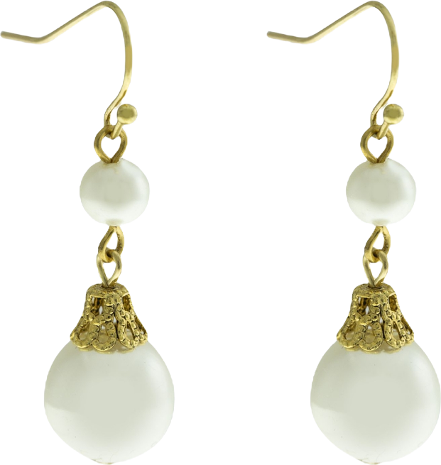 Double Imitation Pearl Drop Wire Earrings