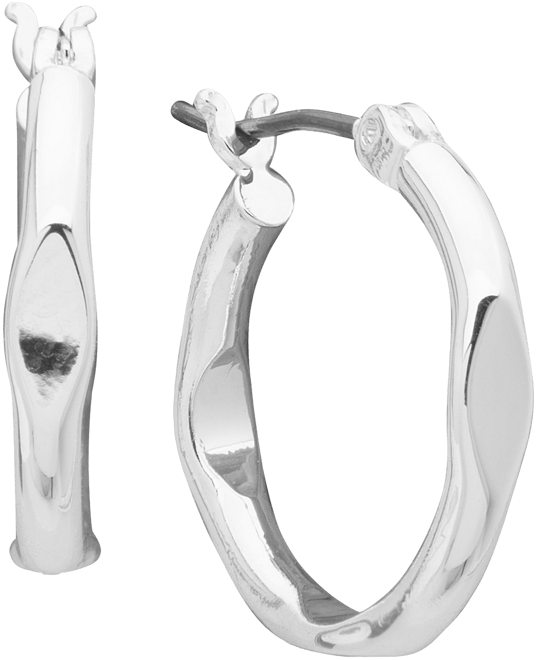 Silver-Tone Small Pinched Hoop Earrings, 0.6"