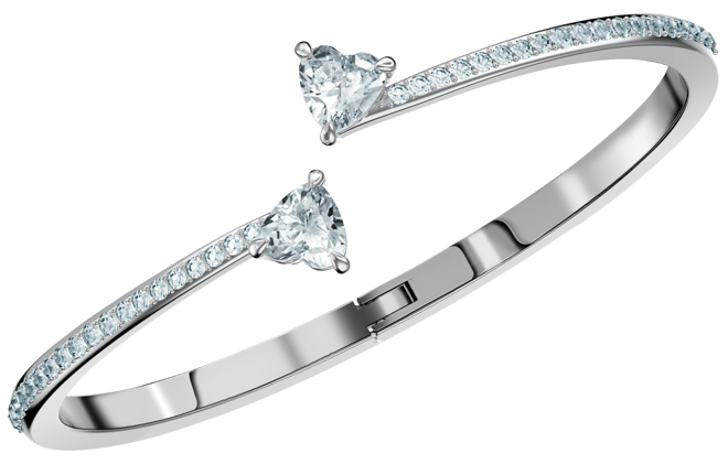 Swarovski Silver-Tone Crystal Heart Bangle Bracelet Macy's