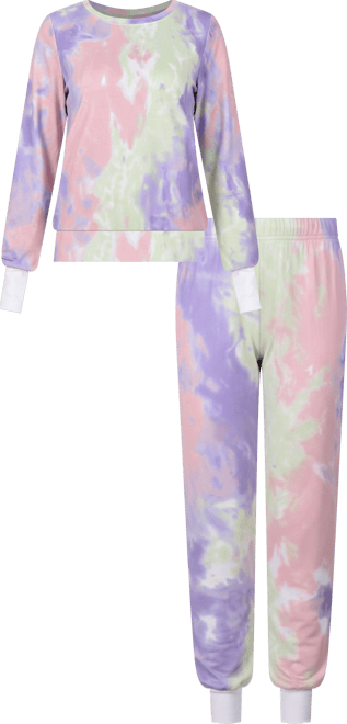 Women's Long Sleeve Tie Dyed Jogger Set, Pack of 2