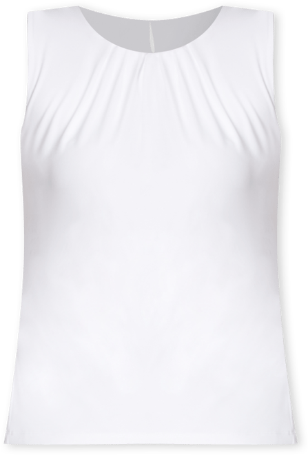 Pleat Neck Sleeveless Top, Regular and Petite Sizes