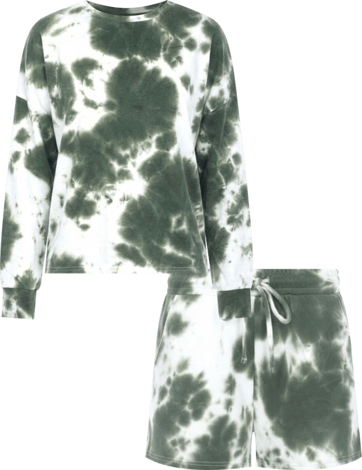 Women's Tie Dye Lounge Top Shorts Set, 2-Piece