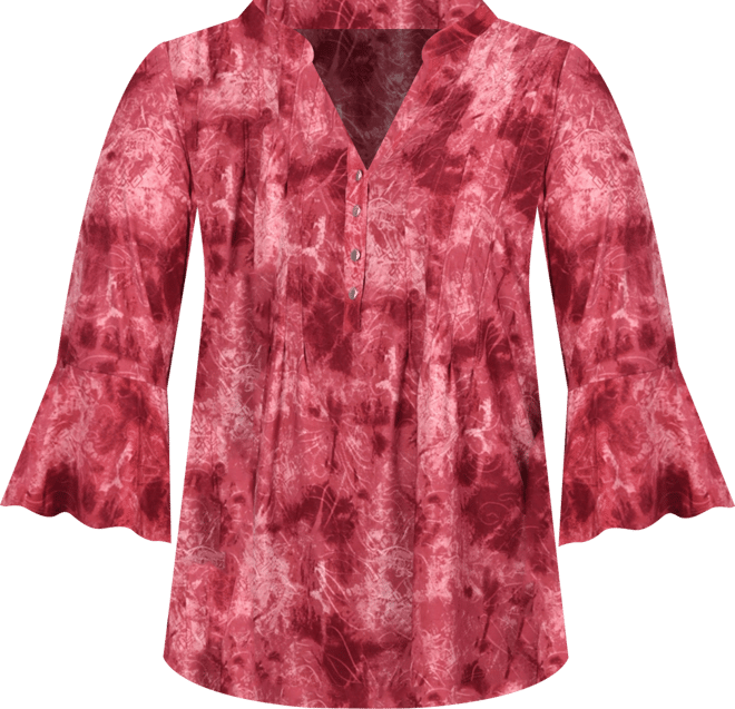 Plus Size Pleat Front Y-Neck Top