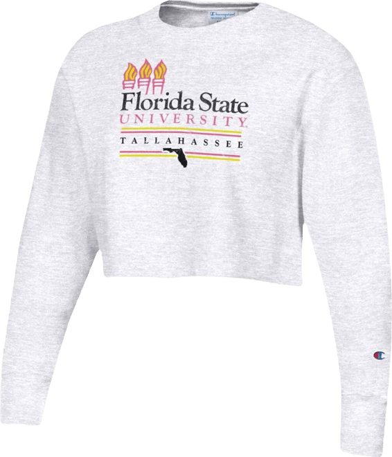 Women's Heathered Gray Florida State Seminoles Beach Club Reverse Weave Cropped Pullover Sweatshirt