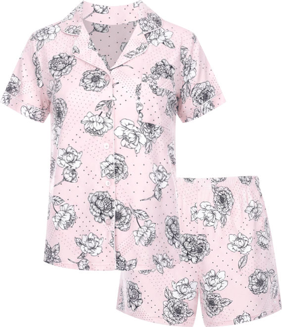 Women's Short Sleeve Floral Pajama Set, 2-Piece