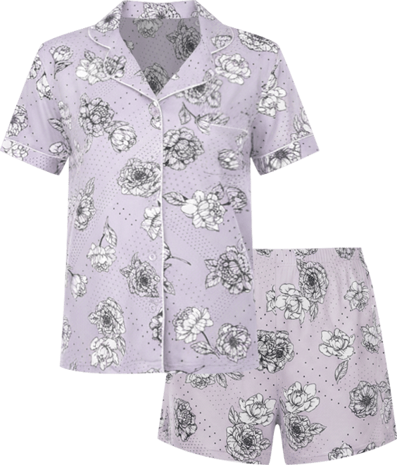 Women's Short Sleeve Floral Pajama Set, 2-Piece