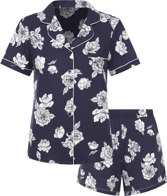 Women's Short Sleeve Floral Pajama Set, 2-Piece