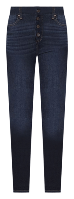 LC Lauren Conrad Curvy Super High Rise Slim Straight Jeans Blue Pockets  Size 6