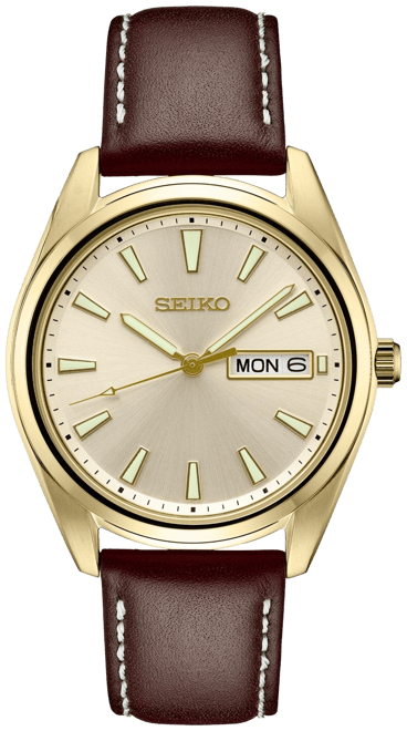 Men's Essentials Brown Leather Strap Watch 40mm