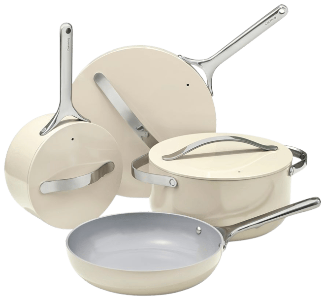 Styled Settings White Pots and Pans Set Nonstick-15 Piece Luxe White  Cookware Set PFOA Free Non Toxic,Oven Safe,Induction Safe Cooking Pot with