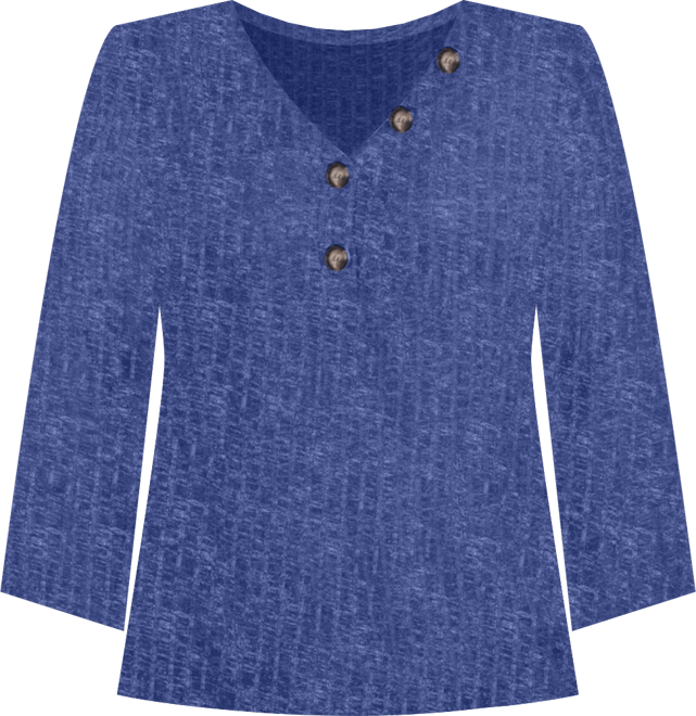 Plus Size Long Sleeve Ribbed Henley