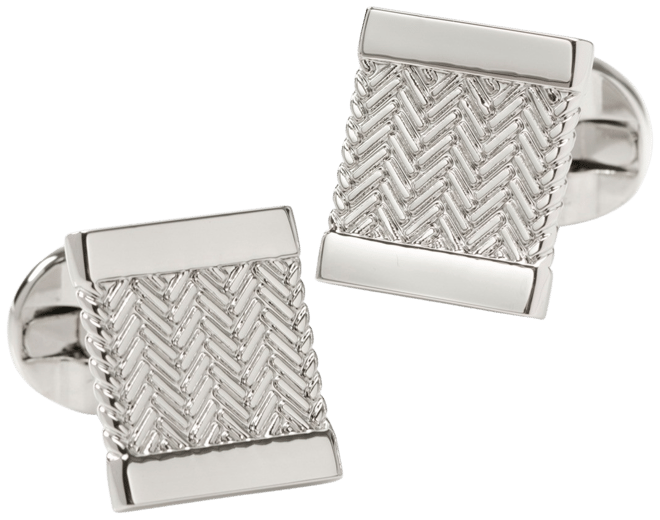 Men's Silver Herringbone Cufflinks