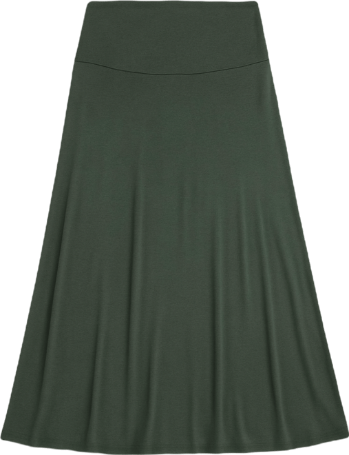 Womens Elastic Waist Solid Color Maternity Maxi Skirt