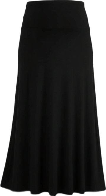 Womens Elastic Waist Solid Color Maternity Maxi Skirt
