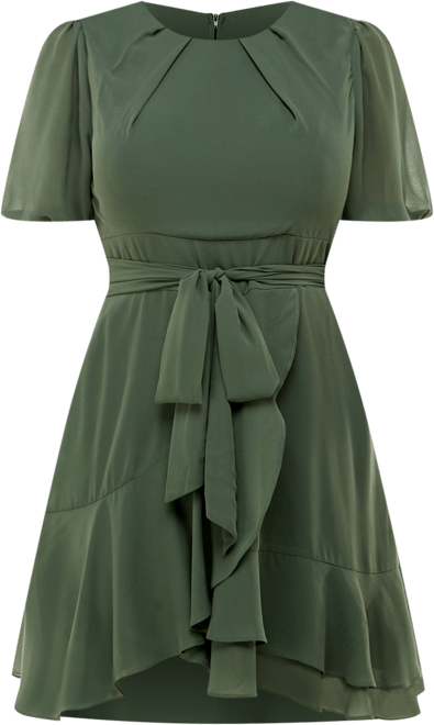 Puff-Sleeve A-Line Dress