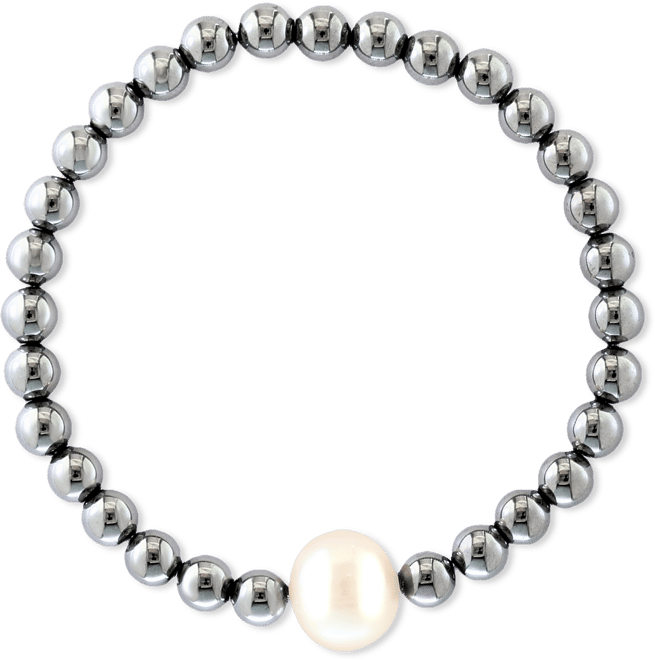 Effy Men's White Freshwater Pearl (11mm) & Hematite Stretch Bracelet (Also in Black Freshwater Pearl)