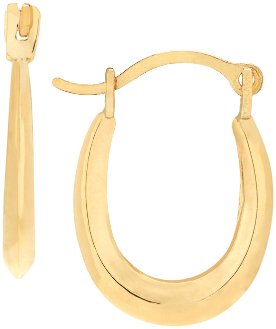 Children's Polished Oval Hoop Earrings in 14k Gold (1/2")