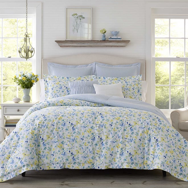 Laura Ashley Nora Midweight Reversible Comforter Set, Color: Sun