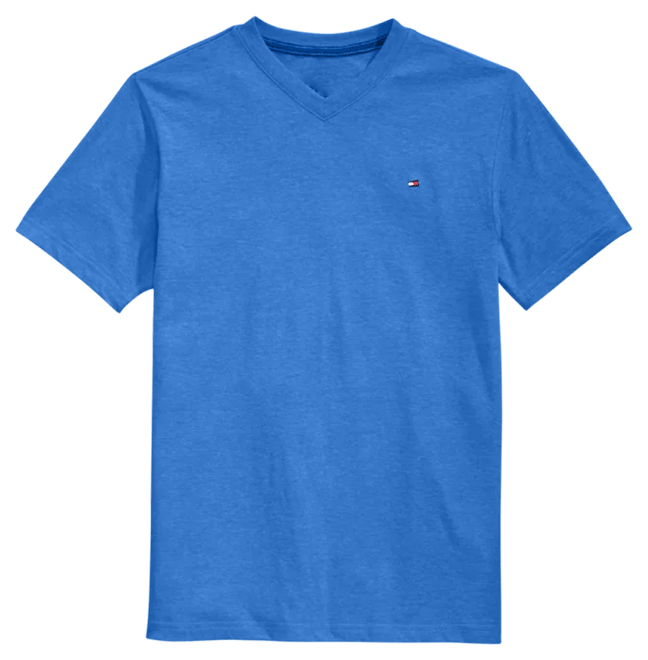 Big Boys' Solid Embroidered Logo V-Neck Tee